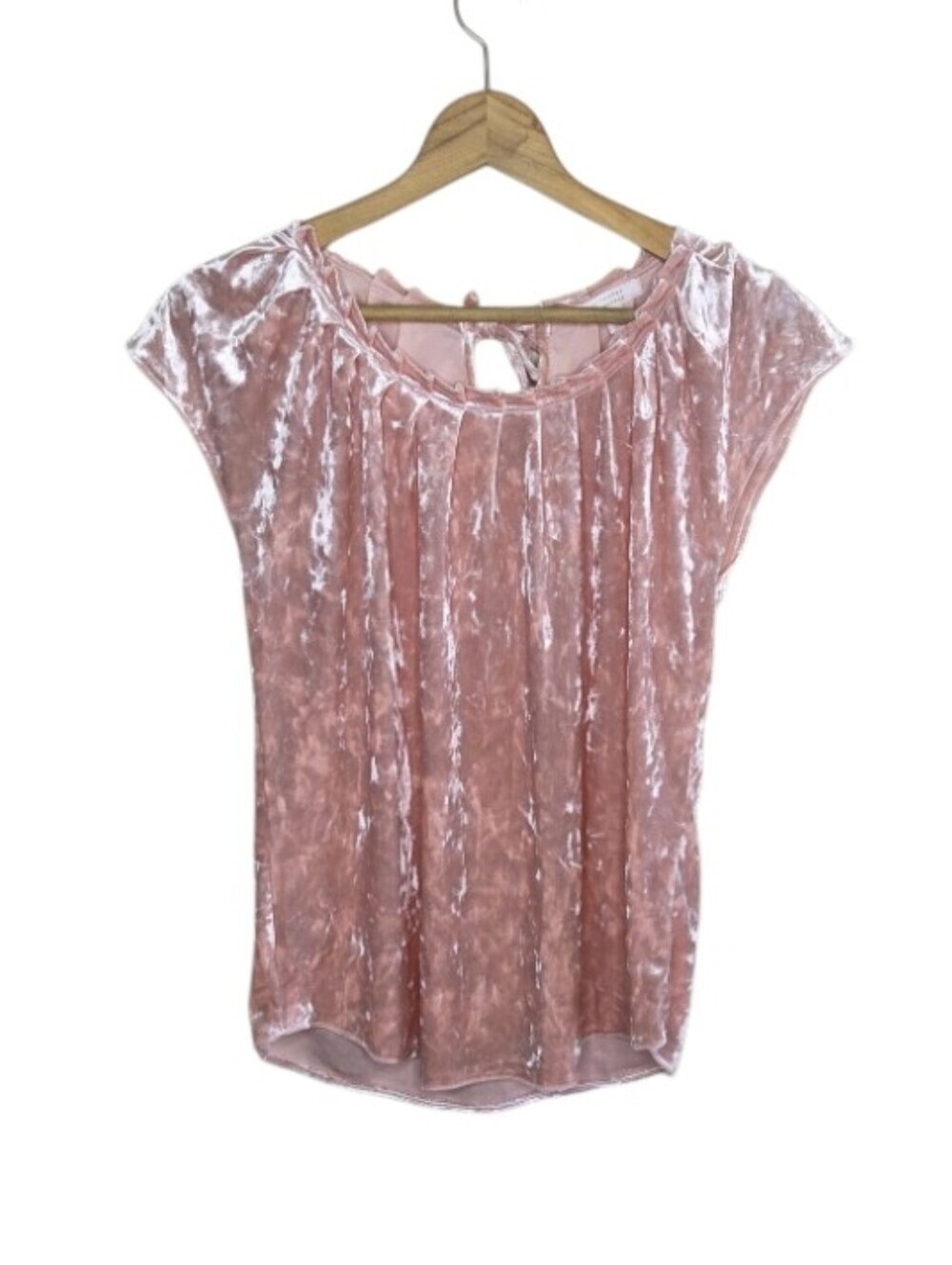 LC Lauren Conrad Pink Velour Pleated Neck Tie Back Top Size Medium Balletcore